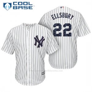 Camiseta Beisbol Hombre New York Yankees 2017 Estrellas y Rayas Jacoby Ellsbury Blanco Cool Base