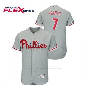 Camiseta Beisbol Hombre Philadelphia Phillies Maikel Franco 150th Aniversario Patch Flex Base Gris