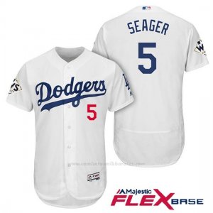 Camiseta Beisbol Hombre Los Angeles Dodgers 2017 World Series Corey Seager Blanco Flex Base