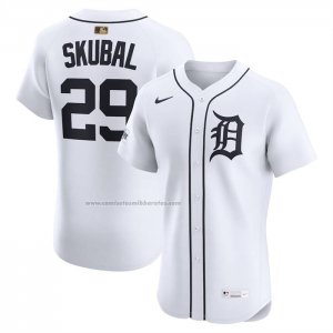 Camiseta Beisbol Hombre Detroit Tigers Tarik Skubal Primera Elite Blanco