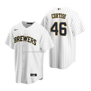 Camiseta Beisbol Hombre Milwaukee Brewers John Curtiss Replica Alterno Blanco