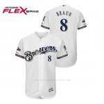 Camiseta Beisbol Hombre Milwaukee Brewers Ryan Braun 2019 Postseason Flex Base Blanco