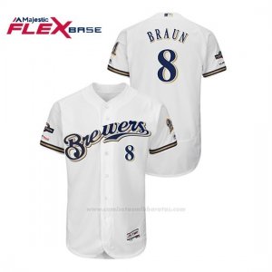 Camiseta Beisbol Hombre Milwaukee Brewers Ryan Braun 2019 Postseason Flex Base Blanco