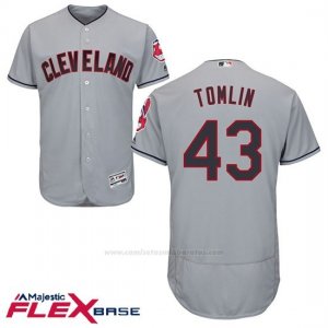 Camiseta Beisbol Hombre Cleveland Indians Josh Tomlin Gris Flex Base