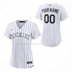 Camiseta Beisbol Mujer Colorado Rockies Primera Replica Personalizada Blanco Camiseta Beisbol Mujer Colorado Rockies Primera Replica Personalizada Blanco