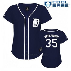 Camiseta Beisbol Hombre Detroit Tigers Justin Verlander 35 Azul Azul Cool Base