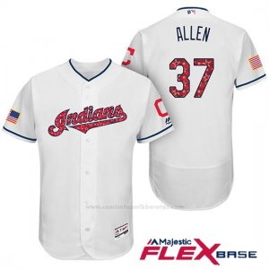 Camiseta Beisbol Hombre Cleveland Indians 2017 Estrellas y Rayas Cody Allen Blanco Flex Base