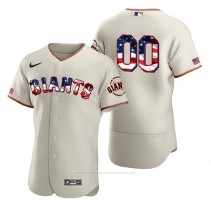 Camiseta Beisbol Hombre San Francisco Giants Personalizada Stars & Stripes 4th Of July Crema