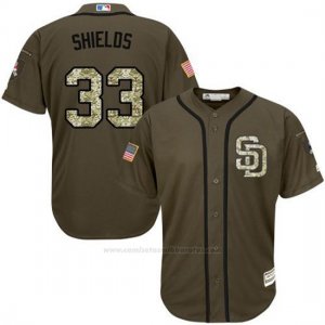 Camiseta Beisbol Hombre San Diego Padres 33 James Shields Verde Salute To Service