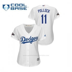 Camiseta Beisbol Mujer Los Angeles Dodgers A.j. Pollock 2019 Postseason Cool Base Blanco