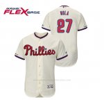 Camiseta Beisbol Hombre Philadelphia Phillies Aaron Nola 150th Aniversario Patch Flex Base Crema