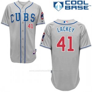 Camiseta Beisbol Hombre Chicago Cubs 41 John Lackey Autentico Coleccion Gris Cool Base