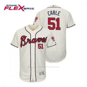 Camiseta Beisbol Hombre Atlanta Braves Shane Carle Flex Base Autentico Collezione Alternato 2019 Crema