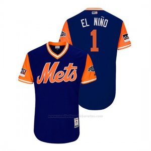 Camiseta Beisbol Hombre New York Mets Amed Rosario 2018 Llws Players Weekend El Nino Royal