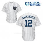 Camiseta Beisbol Hombre New York Yankees Wade Boggs 12 Blanco 1ª Cool Base