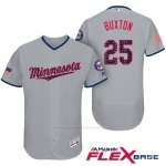 Camiseta Beisbol Hombre Minnesota Twins 2017 Estrellas y Rayas Byron Buxton Gris Flex Base