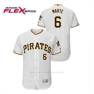 Camiseta Beisbol Hombre Pittsburgh Pirates Starling Marte 150th Aniversario Patch Flex Base Blanco