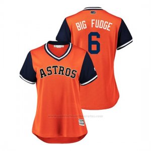 Camiseta Beisbol Mujer Houston Astros Jake Marisnick 2018 Llws Players Weekend Big Fudge Orange