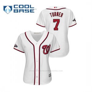 Camiseta Beisbol Mujer Washington Nationals Trea Turner 2019 Postseason Cool Base Blanco