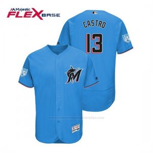 Camiseta Beisbol Hombre Miami Marlins Starlin Castro Flex Base Entrenamiento de Primavera 2019 Azul