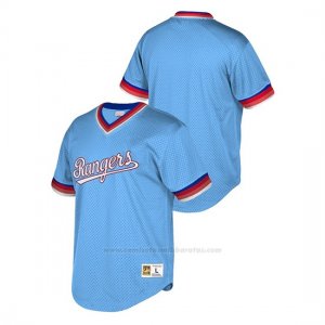 Camiseta Beisbol Hombre Texas Rangers Cooperstown Collection Mesh Wordmark V-Neck Azul Luminoso