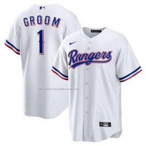 Camiseta Beisbol Hombre Texas Rangers NO 1 Groom Primera Replica Blanco