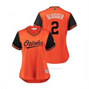 Camiseta Beisbol Mujer Baltimore Orioles Danny Valencia 2018 Llws Players Weekend Slugger Orange