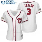 Camiseta Beisbol Mujer Washington Nationals 2017 Postemporada Michael Taylor Blanco Cool Base