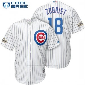 Camiseta Beisbol Hombre Chicago Cubs 2017 Postemporada 18 Ben Zobrist Blanco Cool Base