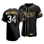 Camiseta Beisbol Hombre Tampa Bay Rays Trevor Richards Golden Edition Autentico Negro Oro