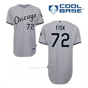 Camiseta Beisbol Hombre Chicago White Sox 72 Carlton Fisk Gris Cool Base