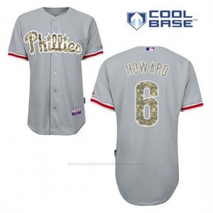 Camiseta Beisbol Hombre Philadelphia Phillies Ryan Howard 6 Gris Usmc Cool Base