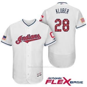 Camiseta Beisbol Hombre Cleveland Indians 2017 Estrellas y Rayas Corey Kluber Blanco Flex Base