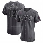 Camiseta Beisbol Hombre New York Mets Francisco Lindor City Connect Elite Gris