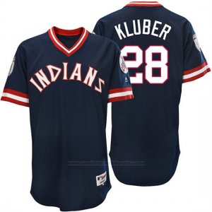 Camiseta Beisbol Hombre Cleveland Indians Corey Kluber Azul Turn Back The Clock