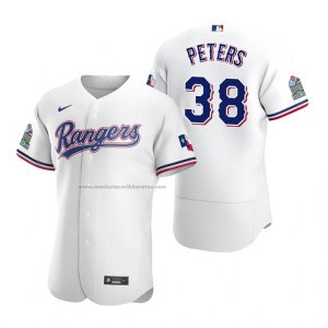 Camiseta Beisbol Hombre Texas Rangers Dj Peters Autentico Primera Blanco