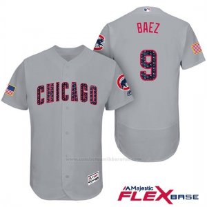 Camiseta Beisbol Hombre Chicago Cubs 2017 Estrellas y Rayas Cubs 9 Javier Baez Gris Flex Base