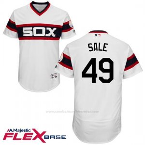 Camiseta Beisbol Hombre Chicago White Sox 49 Chris Sale Autentico Coleccion Blanco Flex Base