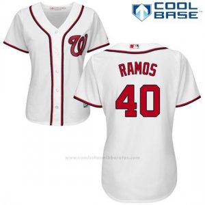 Camiseta Beisbol Mujer Washington Nationals Wilson Ramos Blanco Autentico Coleccion Cool Base