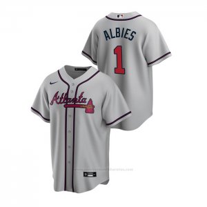 Camiseta Beisbol Hombre Atlanta Braves Ozzie Albies 2020 Replica Road Gris