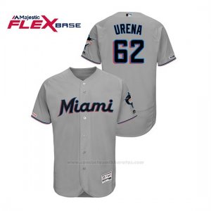 Camiseta Beisbol Hombre Miami Marlins Jose Urena 150th Aniversario Patch 2019 Flex Base Gris