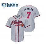 Camiseta Beisbol Hombre Atlanta Braves Dansby Swanson Cool Base Majestic Road 2019 Gris