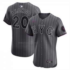 Camiseta Beisbol Hombre New York Mets Pete Alonso City Connect Elite Gris