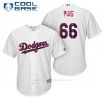 Camiseta Beisbol Hombre Los Angeles Dodgers 2017 Estrellas y Rayas Yasiel Puig Blanco Cool Base