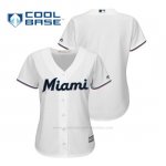 Camiseta Beisbol Mujer Miami Marlins Cool Base Majestic 1ª Personalizada 2019 Blanco