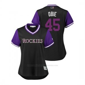 Camiseta Beisbol Mujer Colorado Rockies Scott Oberg 2018 Llws Players Weekend Obie Negro