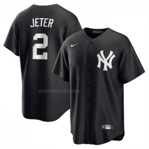 Camiseta Beisbol Hombre New York Yankees Derek Jeter Lights Out Replica Negro