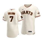 Camiseta Beisbol Hombre San Francisco Giants Donovan Solano Autentico Primera Crema