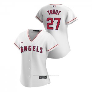 Camiseta Beisbol Mujer Los Angeles Angels Mike Trout 2020 Replica Primera Blanco