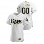 Camiseta Beisbol Hombre Tampa Bay Rays Personalizada Golden Edition Autentico Blanco